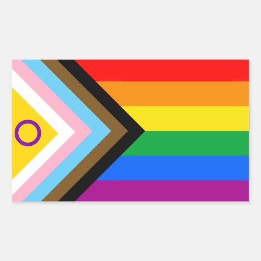Intersex Inclusive Progressプライドフラグ 長方形シール (正面)