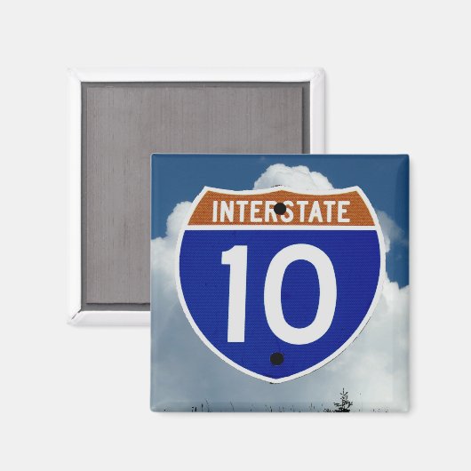 Interstate 10 Highway Shield, Clouds and Sky マグネット (正面/裏面)