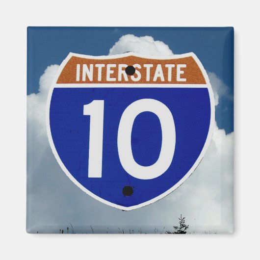 Interstate 10 Highway Shield, Clouds and Sky マグネット (正面)