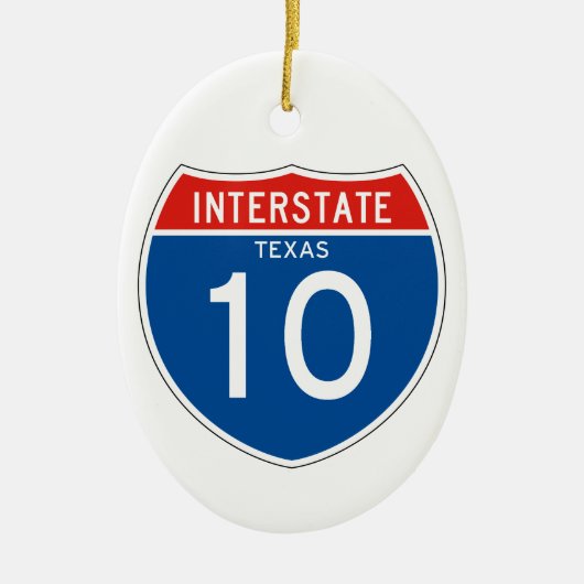 Interstate Sign 10 - Texas セラミックオーナメント (正面)
