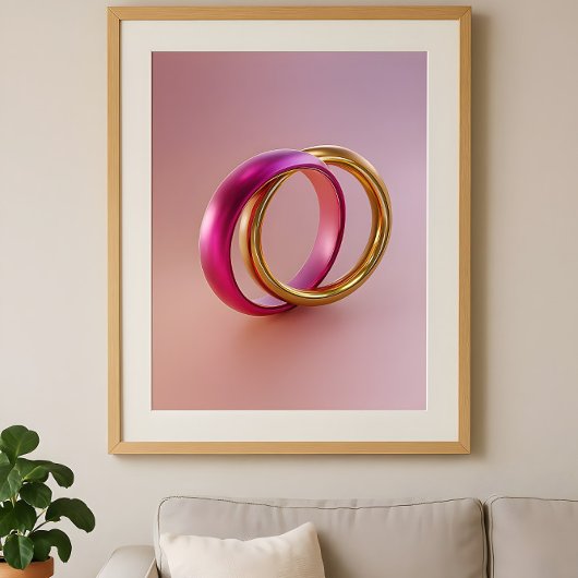 Intertwined Reflections-Modern Abstract Love Rings ポスター