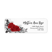Intertwined Romantic Red Rose Return Address Label ラベル (正面)