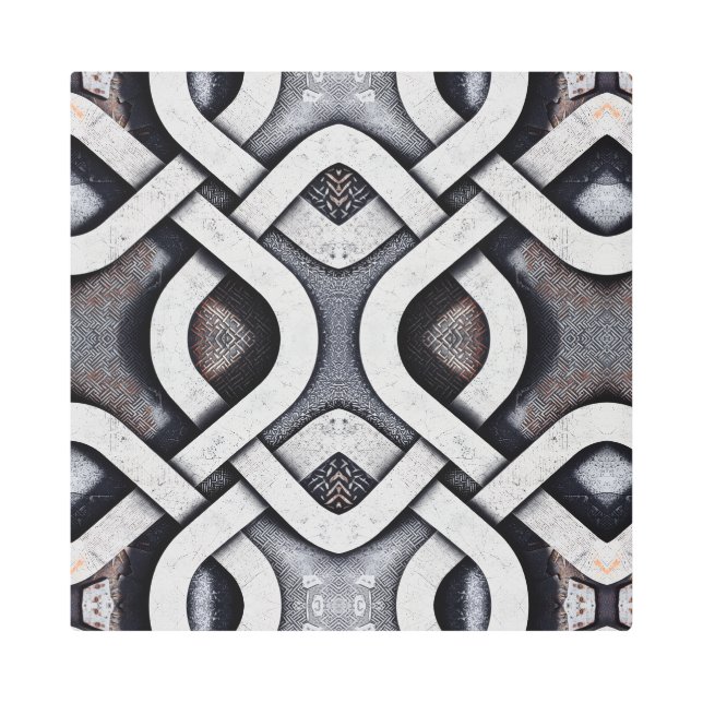 Interwoven Steel Matrix – Modern Industrial Metal  メタルプリント (正面)