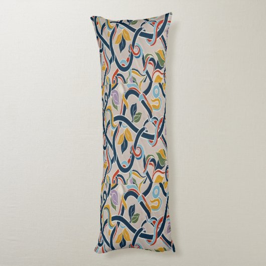 Interwoven Vines in Vibrant Harmony ボディピロー (裏面 (縦))