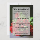 Intimate Close-Up Red Rose Hand-Held Engagement 招待状 (正面)