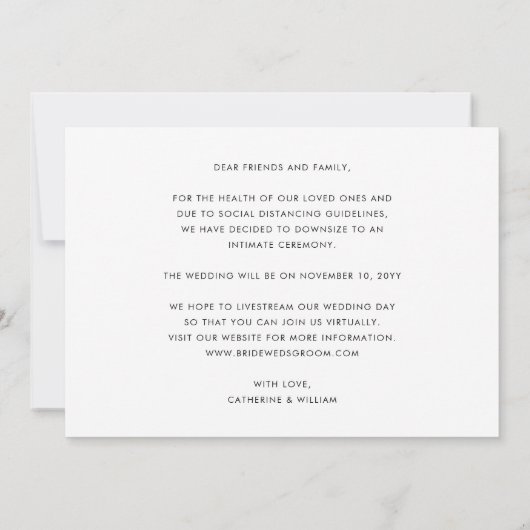 Intimate Grandiose Affair Compact Celebration Redu 案内状 (裏面)