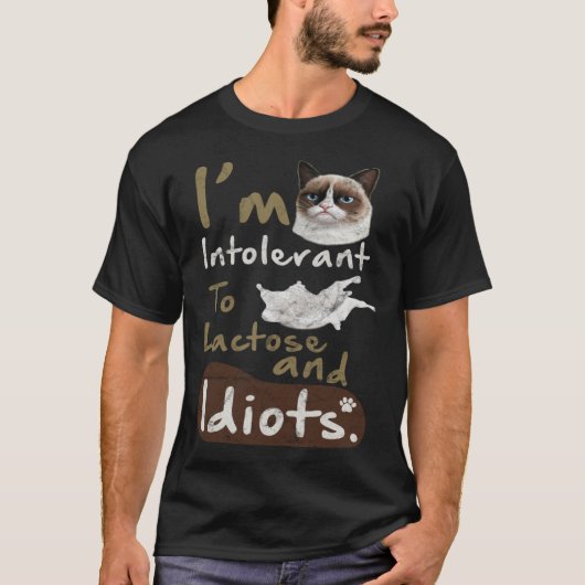 Intolerant to Lactose and Idiots  Kitten Angry Cat Tシャツ (正面)