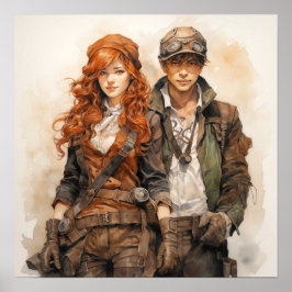 Intrepid Steampunk Explorers Dynamic Duo Art ポスター