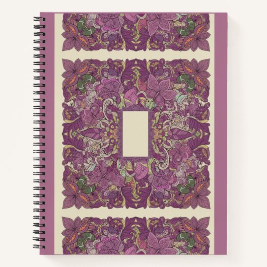 Intricate Amethyst Floral Mandala Notebook ノートブック (正面)