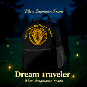 Intricate Bison Buffalo Head Illustration プリントバックパック