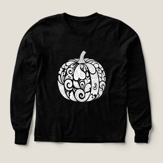 Intricate Black and White Pumpkin Art – Halloween (デザイン正面)