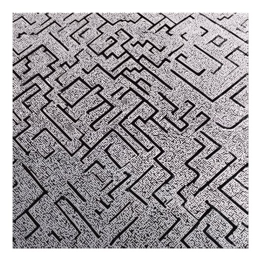 Intricate Black & White Labyrinth Maze フォトプリント (正面)
