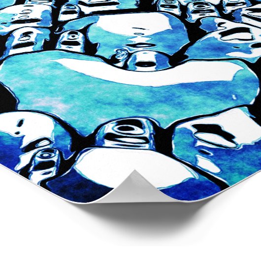 Intricate Blue Abstract Pattern ポスター (角)