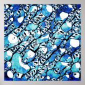 Intricate Blue Abstract Pattern ポスター (正面)