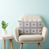 intricate blue and yellow geometric patterns ランバークッション (椅子)
