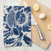 Intricate blue floral pattern on light background キッチンタオル (四つ折り)
