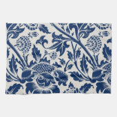 Intricate blue floral pattern on light background キッチンタオル (横)