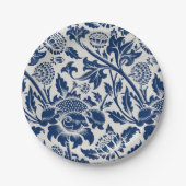 Intricate blue floral pattern on light background ペーパープレート (正面)