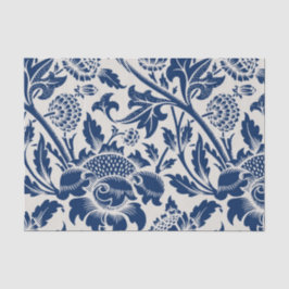Intricate blue floral pattern on light background 薄葉紙