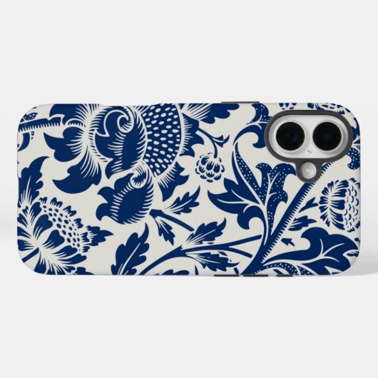 Intricate blue floral pattern on light background Case-Mate iPhoneケース (裏面 (横))