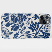 Intricate blue floral pattern on light background iPhoneケース (裏面横)