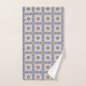 intricate blue, yellow, & white geometric pattern バスタオルセット (ハンドタオル)