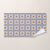 intricate blue, yellow, & white geometric pattern バスタオルセット (ハンドタオル)