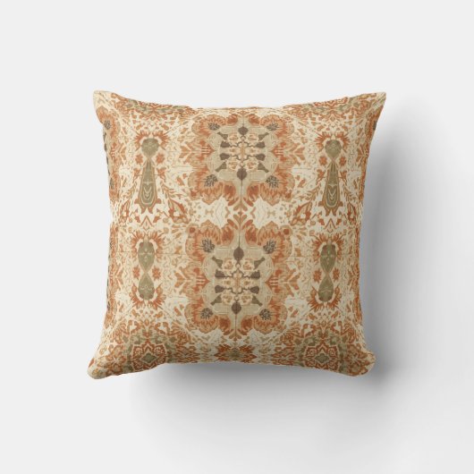 Intricate Bohemian Tile Pattern in Earthy Terracot クッション (裏面)