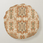 Intricate Bohemian Tile Pattern in Earthy Terracot ラウンドクッション (裏面)