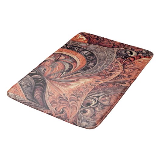 Intricate Boho Abstract Mandala Pattern Bath Mat バスマット (アングル)
