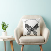 Intricate Boho Mandala Butterfly Black and White A クッション (椅子)