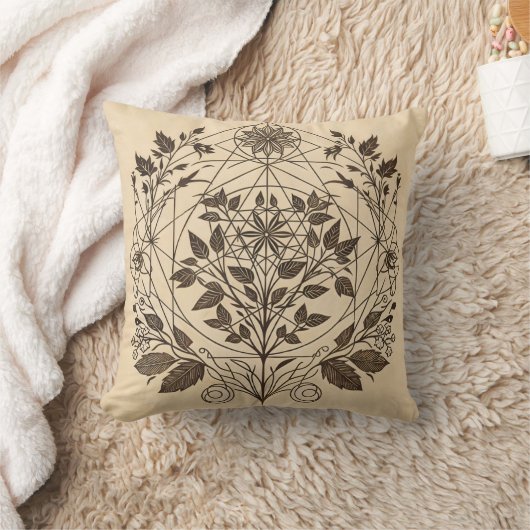 Intricate Botanical Throw Pillow クッション (ブランケット)