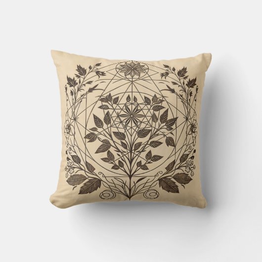 Intricate Botanical Throw Pillow クッション (正面)