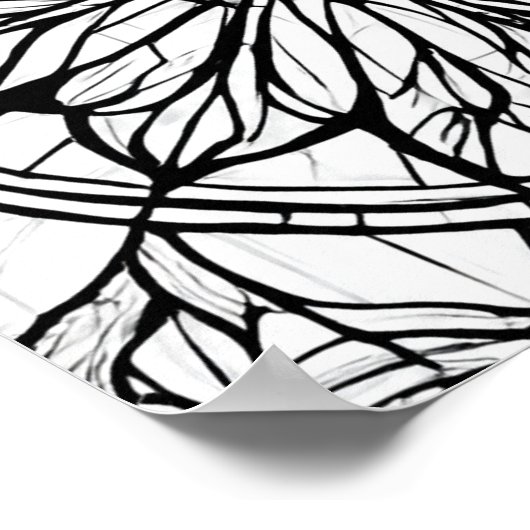 Intricate Cathedral Line Pattern: Stained-Glass ポスター (角)