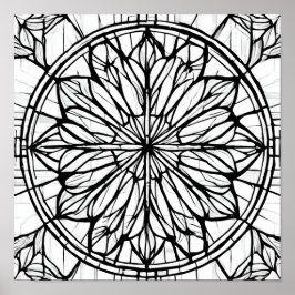 Intricate Cathedral Line Pattern: Stained-Glass ポスター