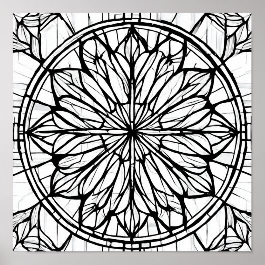 Intricate Cathedral Line Pattern: Stained-Glass ポスター (正面)