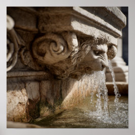 Intricate Details of Ancient Roman Fountain Sculpt ポスター