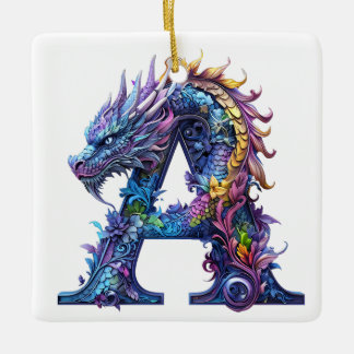 Intricate Dragon - letter A Ceramic Ornament セラミックオーナメント