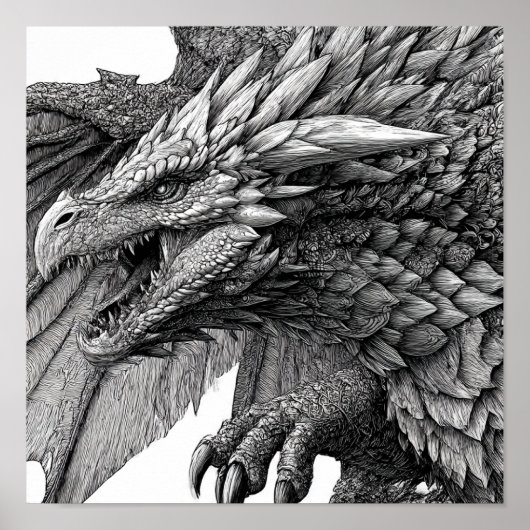 Intricate Fantasy Illustration: Detailed Dragon ポスター (正面)