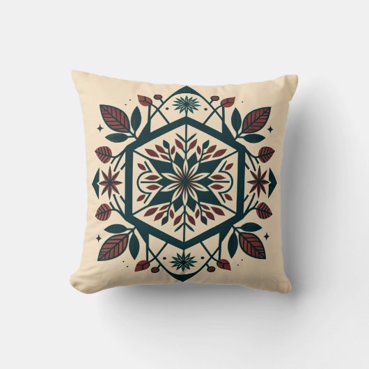 Intricate Flora Geometric Throw Pillow クッション (正面)