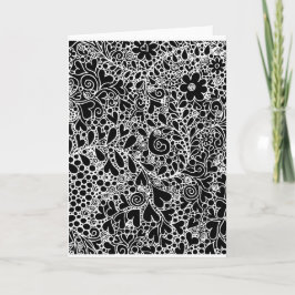 Intricate Floral and Hearts Folded Greeting Card カード