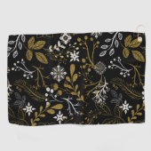 Intricate floral pattern with gold and white  ゴルフタオル (横)