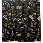 Intricate floral pattern with gold and white  シャワーカーテン (正面)