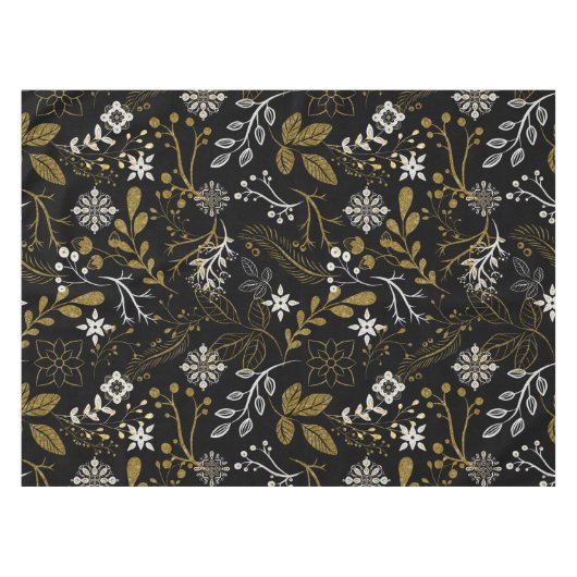 Intricate floral pattern with gold and white  テーブルクロス (正面(横))