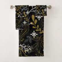 Intricate floral pattern with gold and white 