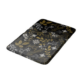 Intricate floral pattern with gold and white  バスマット