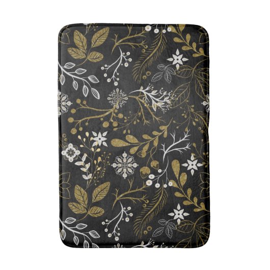 Intricate floral pattern with gold and white  バスマット (正面縦)