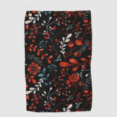 Intricate floral pattern with gold and white golf ゴルフタオル (正面)