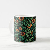 Intricate Floral Pattern with Green Leaves コーヒーマグカップ (正面左)