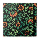 Intricate Floral Pattern with Green Leaves タイル (正面)